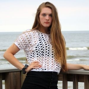 ⚡3/$18⚡ White Fishnet Open Net Top